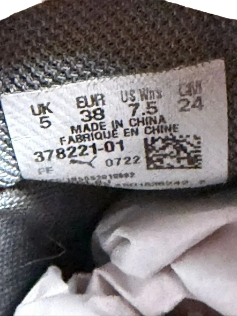Puma Gray Sneaker with Light Blue Accents